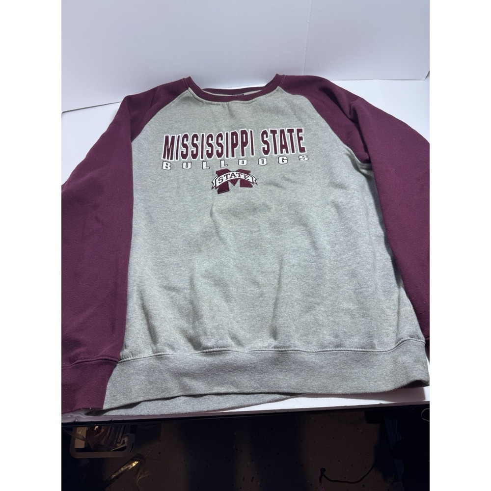 Colosseum Mississippi State Bulldogs Raglan Sweatshirt Mens Large Gray Maroon